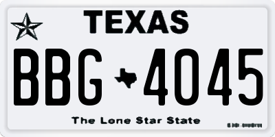 TX license plate BBG4045