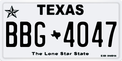 TX license plate BBG4047