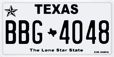 TX license plate BBG4048