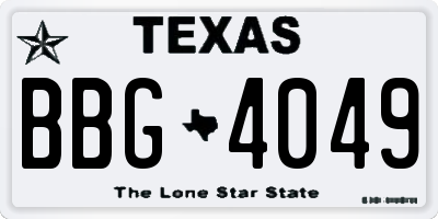 TX license plate BBG4049