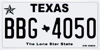 TX license plate BBG4050