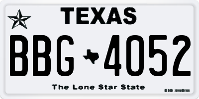 TX license plate BBG4052