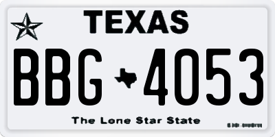 TX license plate BBG4053