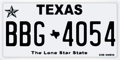 TX license plate BBG4054