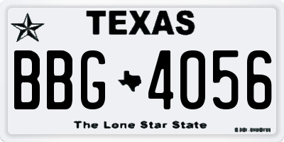 TX license plate BBG4056