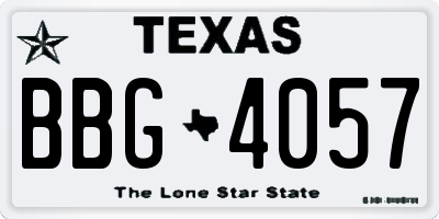 TX license plate BBG4057