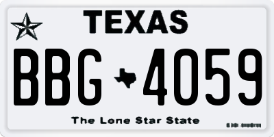 TX license plate BBG4059