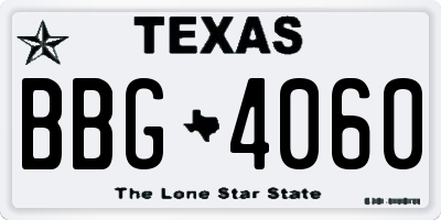 TX license plate BBG4060