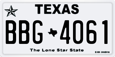 TX license plate BBG4061