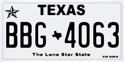 TX license plate BBG4063