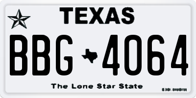 TX license plate BBG4064