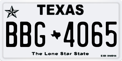 TX license plate BBG4065