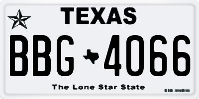 TX license plate BBG4066