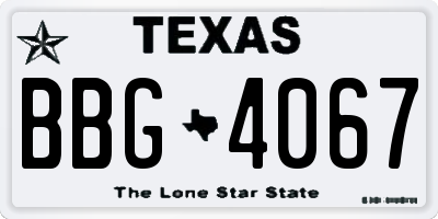 TX license plate BBG4067