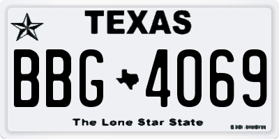 TX license plate BBG4069