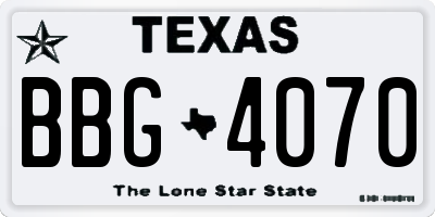 TX license plate BBG4070