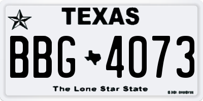 TX license plate BBG4073