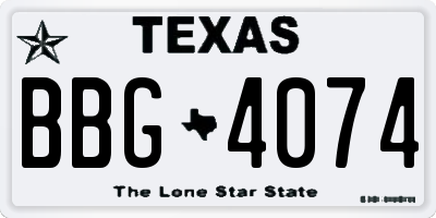 TX license plate BBG4074