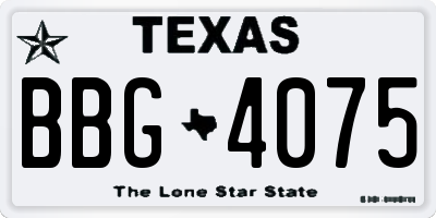 TX license plate BBG4075