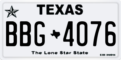 TX license plate BBG4076