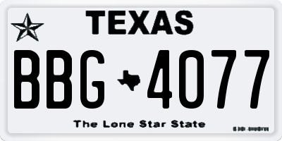 TX license plate BBG4077