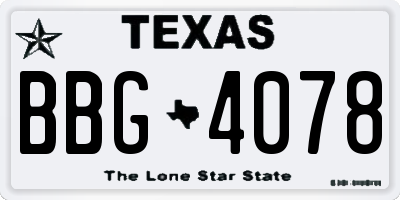 TX license plate BBG4078