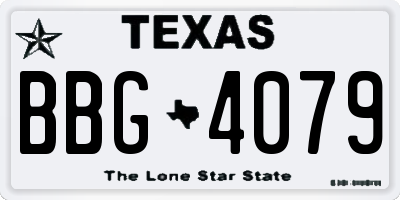 TX license plate BBG4079