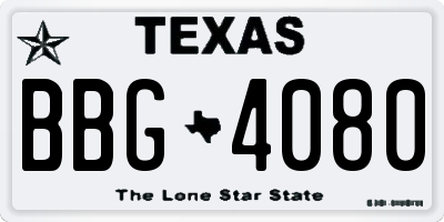 TX license plate BBG4080