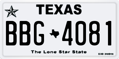 TX license plate BBG4081