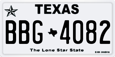 TX license plate BBG4082