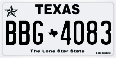 TX license plate BBG4083