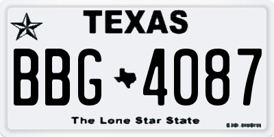 TX license plate BBG4087