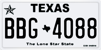 TX license plate BBG4088