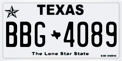 TX license plate BBG4089