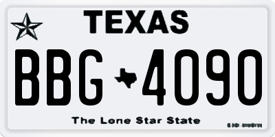 TX license plate BBG4090