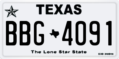 TX license plate BBG4091