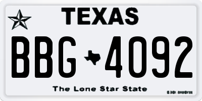 TX license plate BBG4092