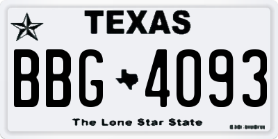 TX license plate BBG4093