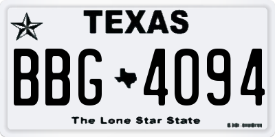 TX license plate BBG4094