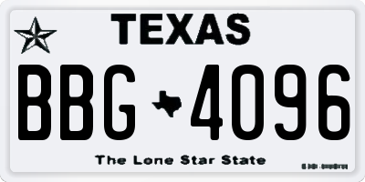 TX license plate BBG4096