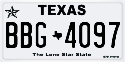 TX license plate BBG4097