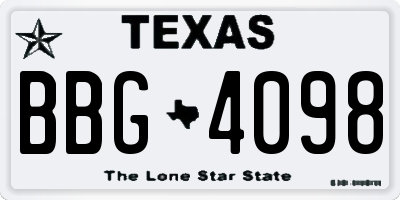 TX license plate BBG4098