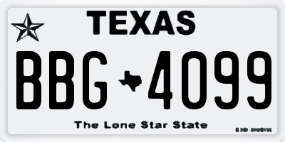 TX license plate BBG4099