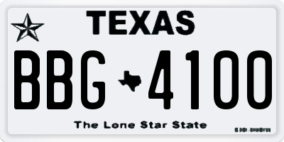 TX license plate BBG4100