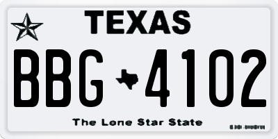 TX license plate BBG4102