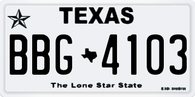 TX license plate BBG4103