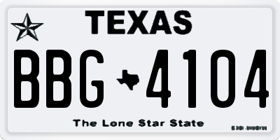 TX license plate BBG4104