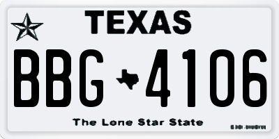 TX license plate BBG4106