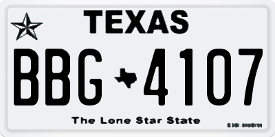 TX license plate BBG4107