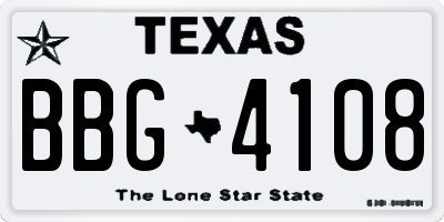 TX license plate BBG4108